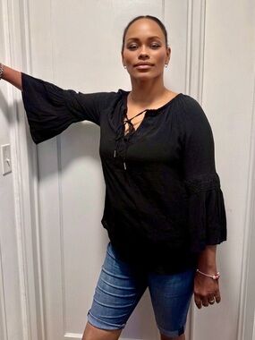 🌻Counterparts Women’s bohemian Blouse – Size Large – Black Boho Top🌻